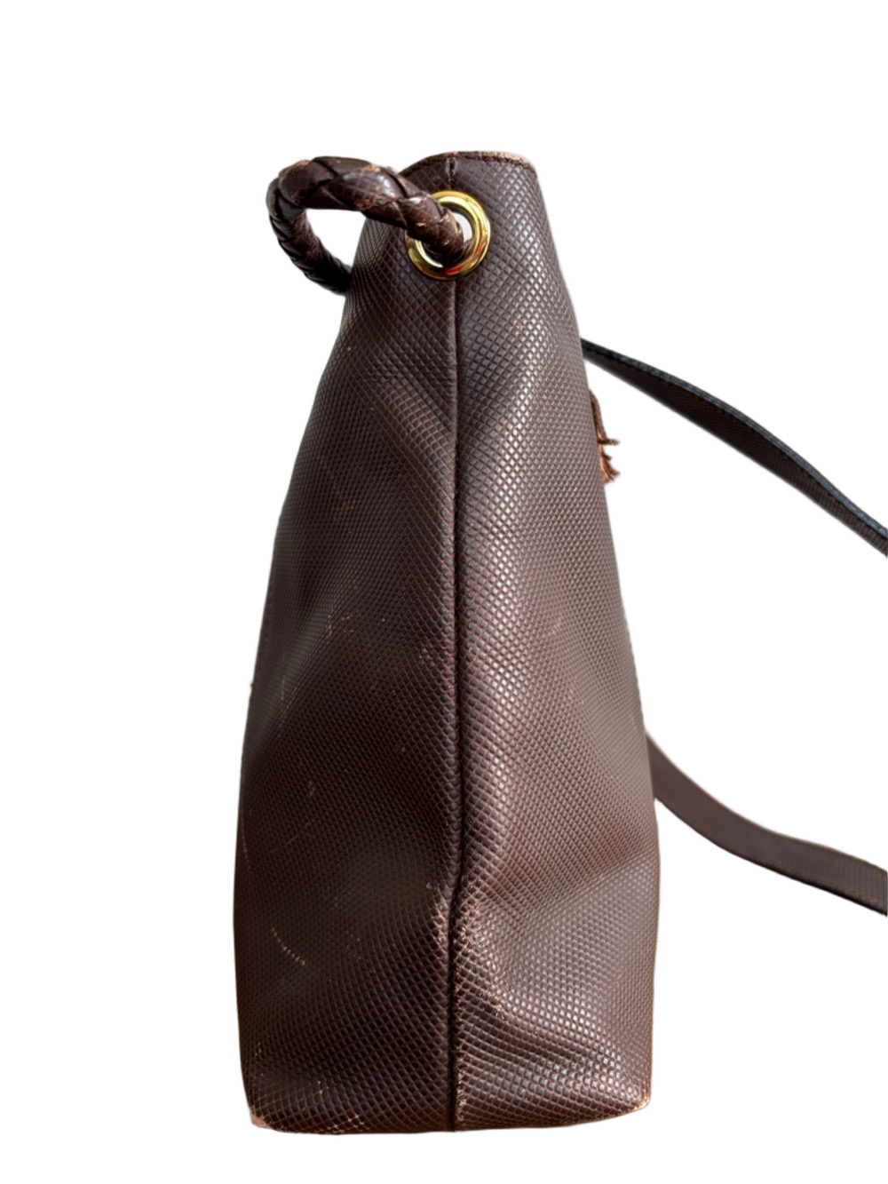 Bottega Veneta Vintage Brown Leather Shoulder Bag Minimalist Woven Detail - Picture 3 of 16